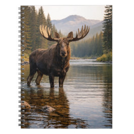Wildlife Moose Forest River Scene ノートブック