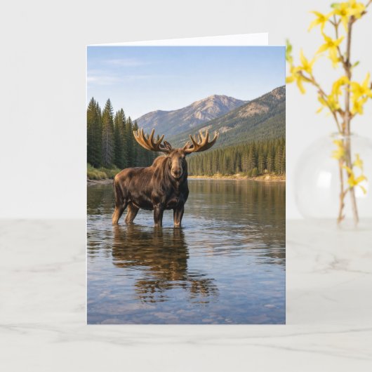 Wildlife Moose Mountain River カード (黄色い花)