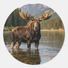 Wildlife Moose Mountain River ラウンドシール