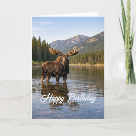 Wildlife Moose Mountain River Birthday カード