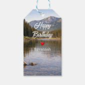 Wildlife Moose Mountain River Birthday ギフトタグ (正面)
