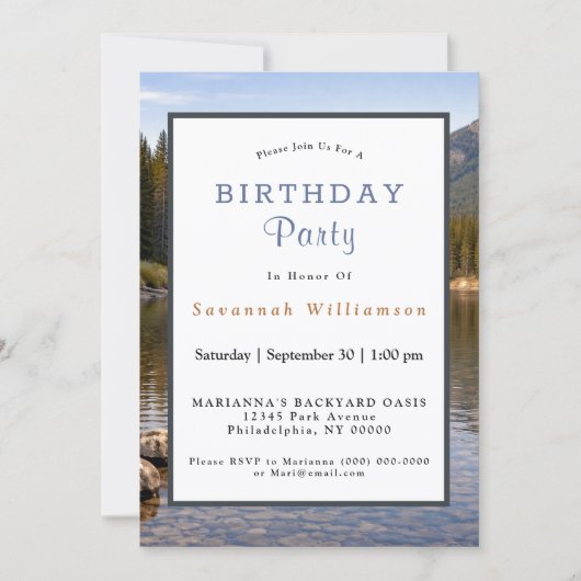 Wildlife Moose Mountain River Birthday 招待状 (正面)