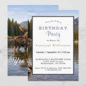 Wildlife Moose Mountain River Birthday 招待状 (正面/裏面)