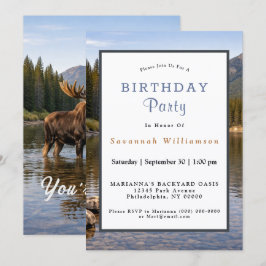 Wildlife Moose Mountain River Birthday 招待状