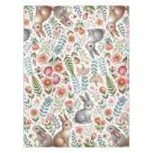 Wildlife Rabbit Pink Floral Pattern Tablecloth テーブルクロス (正面)