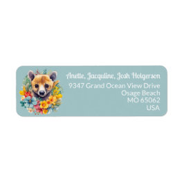 Wildlife tropical flowers lovers blue custom ラベル