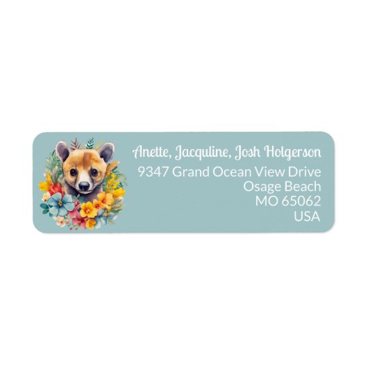 Wildlife tropical flowers lovers blue custom ラベル (正面)