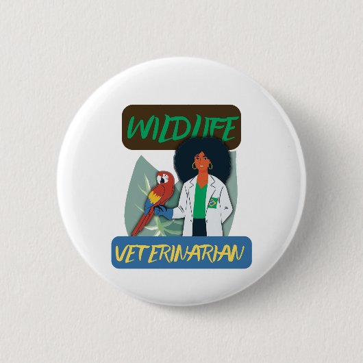 Wildlife Veterinarian – Exotic Animal Vet Design 缶バッジ (正面)