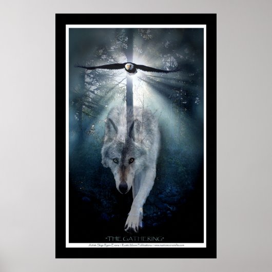 Wildlife Wolf & Eagle Art Print ポスター (正面)
