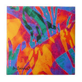 Wildly Colorful Abstract Art by PiCassieO タイル (正面)
