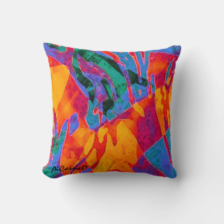 Wildly Colorful Abstract Art Pillow by PiCassieO クッション
