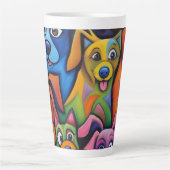 Wildly colorful abstract dogs カフェラテマグ (正面)