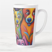 Wildly colorful abstract dogs カフェラテマグ (右)