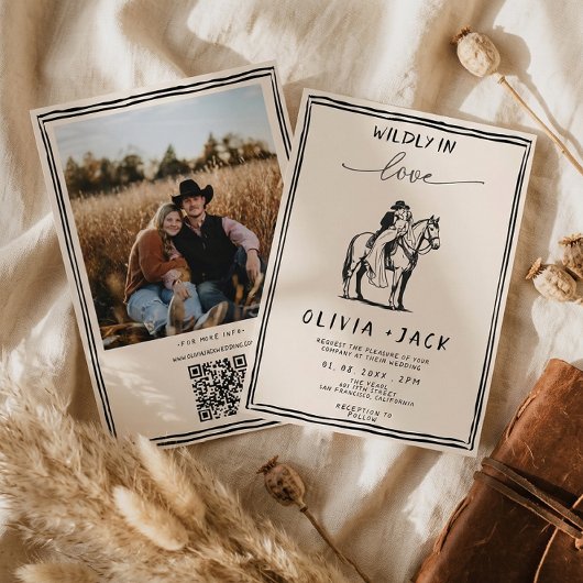Wildly in Love ウェスタン 写真QRコード ウェディング 招待状