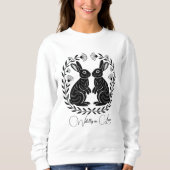 Wildly in Love | Linocut Rabbits Romantic スウェットシャツ (正面)