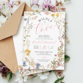 Wildly In Love Watercolor Wildflower Bridal Shower 招待状