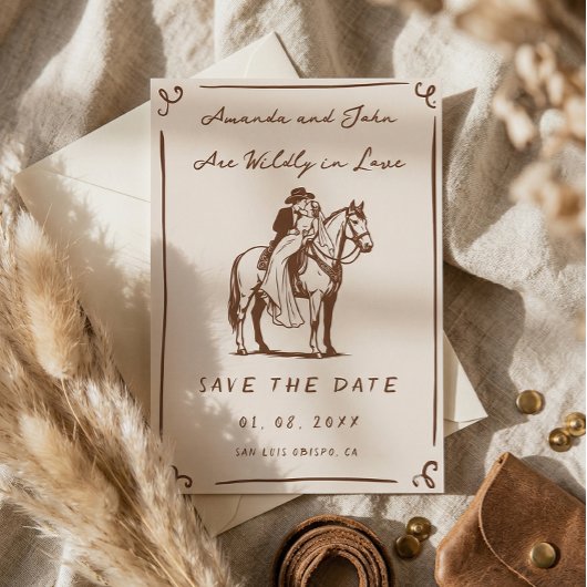 Wildly in Love Western Rustic Cowboy Save the Date 招待状