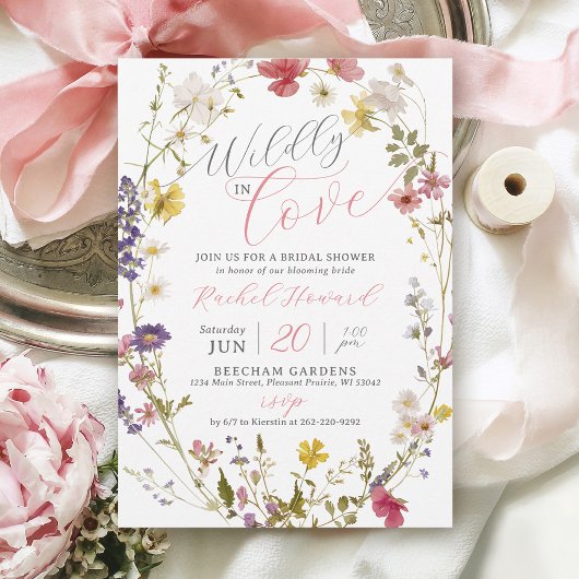 Wildly In Love Wildflower Floral Bridal Shower 招待状