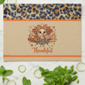 Wildly Thankful – Leopard Print Turkey  キッチンタオル (折り畳み)