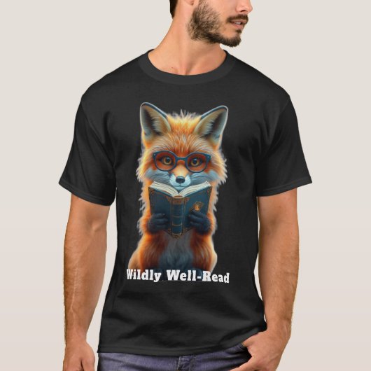 Wildly Well-Read Fox - Magical Book Lover Art Tシャツ (正面)