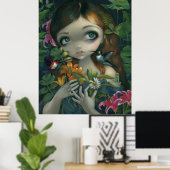Wildwood Bouquet ART PRINT big eye art hummingbird ポスター (ホームオフィス)