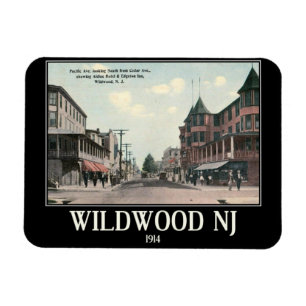 Wildwood NJ、通りビュー、1914、ヴィンテージスタイル マグネット