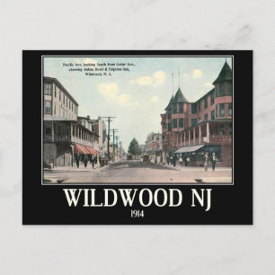 Wildwood NJ、通りビュー、1914、ヴィンテージ ポストカード