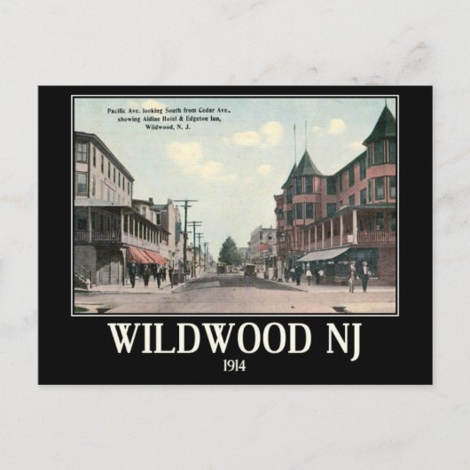 Wildwood NJ、通りビュー、1914、ヴィンテージ ポストカード (正面)
