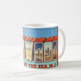 Wildwood NJ Old Postcard Mug コーヒーマグカップ