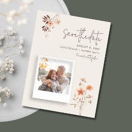 Wildwrower Bohoの結婚QRコード日付の保存 案内ポストカード