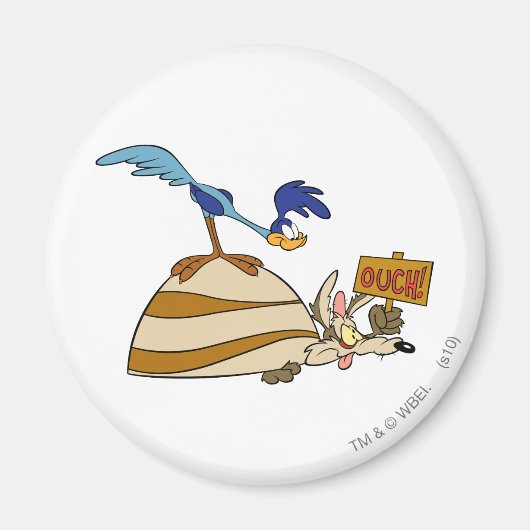 WILE E. COYOTE™とROAD RUNNER™大きい石 マグネット (正面)