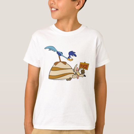 WILE E. COYOTE™とROAD RUNNER™大きい石 Tシャツ (正面)