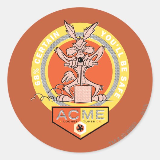 WILE E. COYOTE™ Acme - 68%安心 ラウンドシール (正面)
