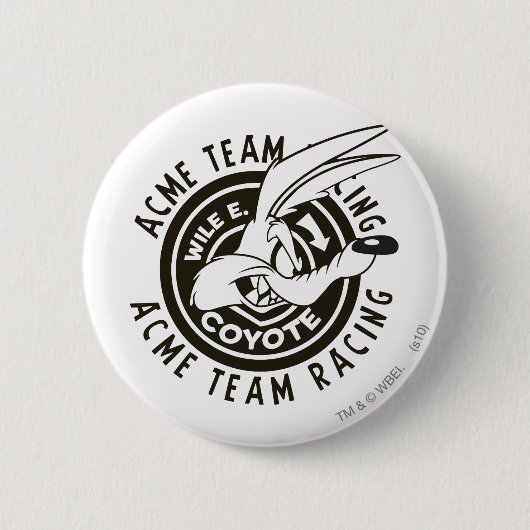 Wile E. Coyote Acme Team Racing B/W 缶バッジ (正面)