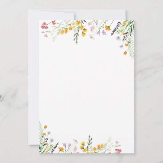 Wilflowers花嫁または花婿ゲームの完全編集可能カード 招待状 (裏面)