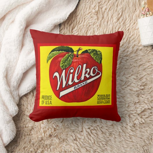Wilkoのブランドのりんごのヴィンテージのフルーツの木枠のラベル クッション (ブランケット)
