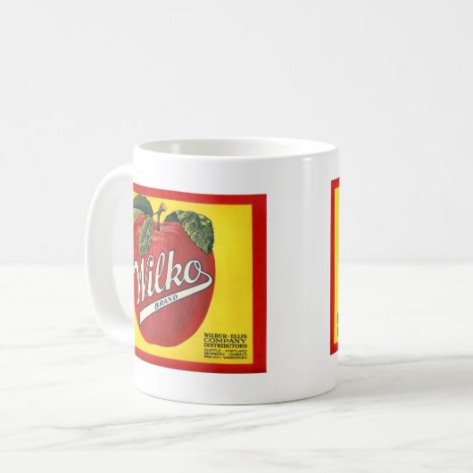 Wilkoのブランドのりんごのヴィンテージのラベル コーヒーマグカップ (正面左)