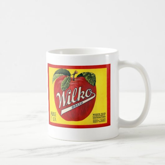Wilkoのブランドのりんごのヴィンテージのラベル コーヒーマグカップ (右)
