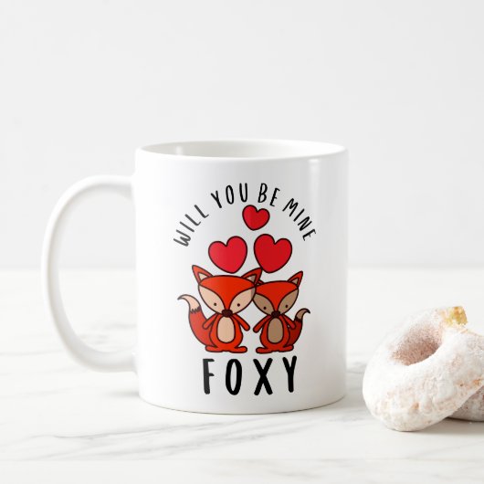 Will Be Mine Foxy -キツネ恋人バレンタインデー コーヒーマグカップ (ドーナツ)
