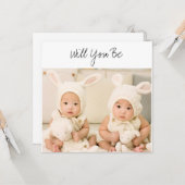 Will Be Our GodParent Twinsベビー写真 カード (正面/裏面インサイチュ)