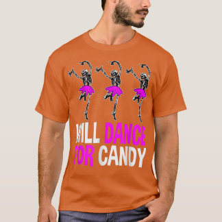 Will Dance For Candy Dancing Skeleton Halloween Sq Tシャツ