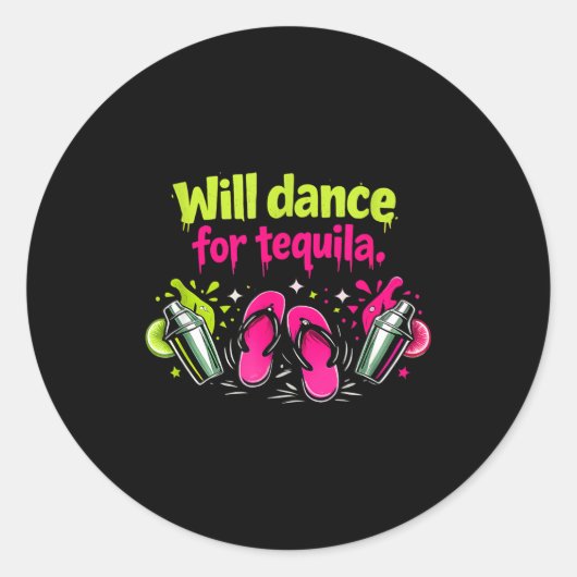 Will dance for party crew flip flops graphic Will  ラウンドシール (正面)