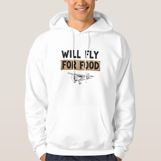 Will Fly For Food Funny Pilot Humor Hoodie パーカ (正面)