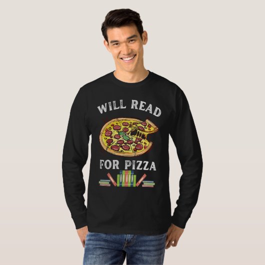 Will Read For Pizza 90s Kids Reading Program  Read Tシャツ (正面フル)