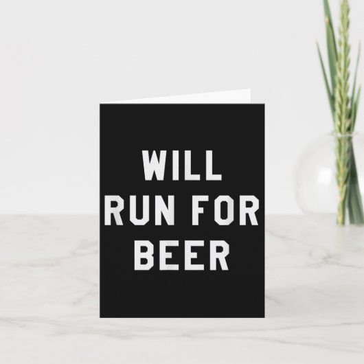 Will Run For Beer Funny Motivational Running Tee  カード (正面)