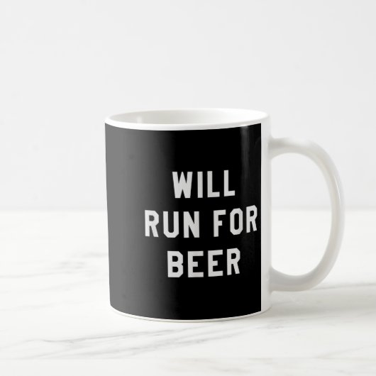 Will Run For Beer Funny Motivational Running Tee コーヒーマグカップ (右)