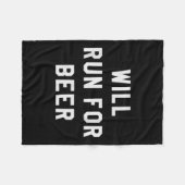 Will Run For Beer Funny Motivational Running Tee フリースブランケット (正面(横))