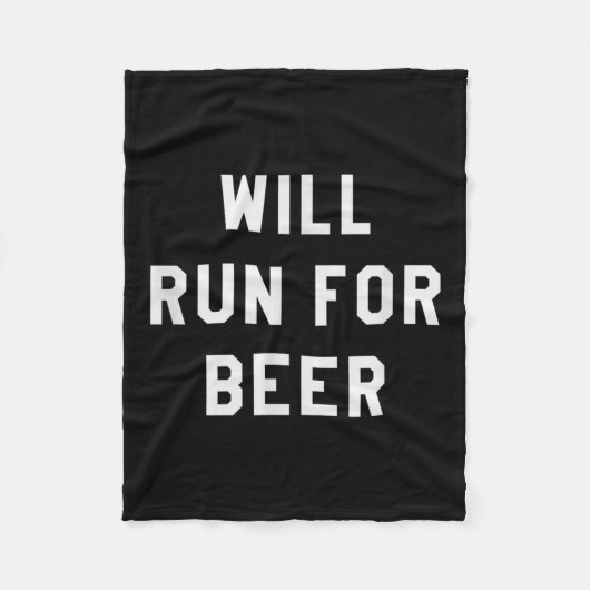 Will Run For Beer Funny Motivational Running Tee フリースブランケット (正面)