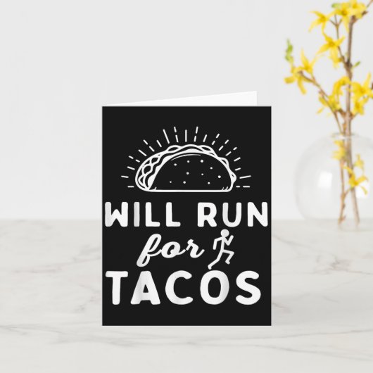 Will Run For Tacos - Motivation Fitness Life  カード (黄色い花)