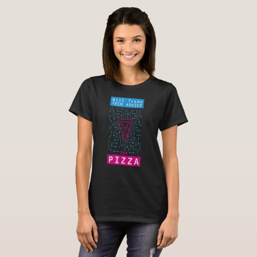 Will Trade Tech Advice For Pizza it Computer Techi Tシャツ (正面フル)